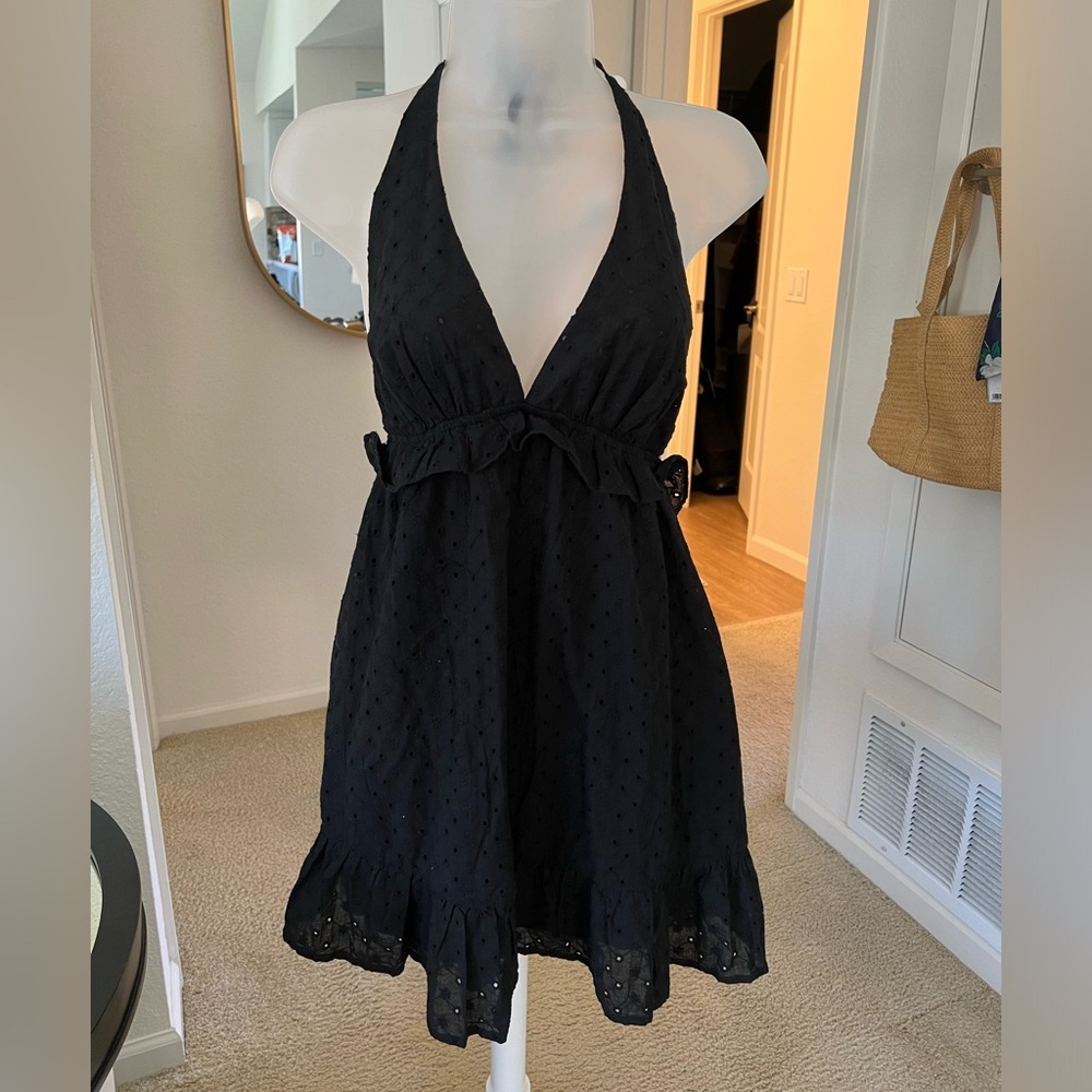 Cotton Candy LA black eyelet halter dress